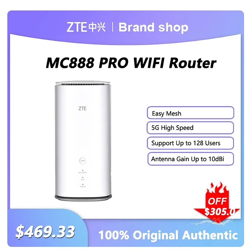 

Беспроводной маршрутизатор ZTE MC888 PRO, 5400 Мбит/с, с антенной