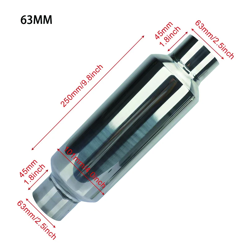 Universal Car Exhaust Muffler Resonator Stainless Steel Muffler Tip Exhaust Tail Tube 51MM 57MM 63MM 76MM