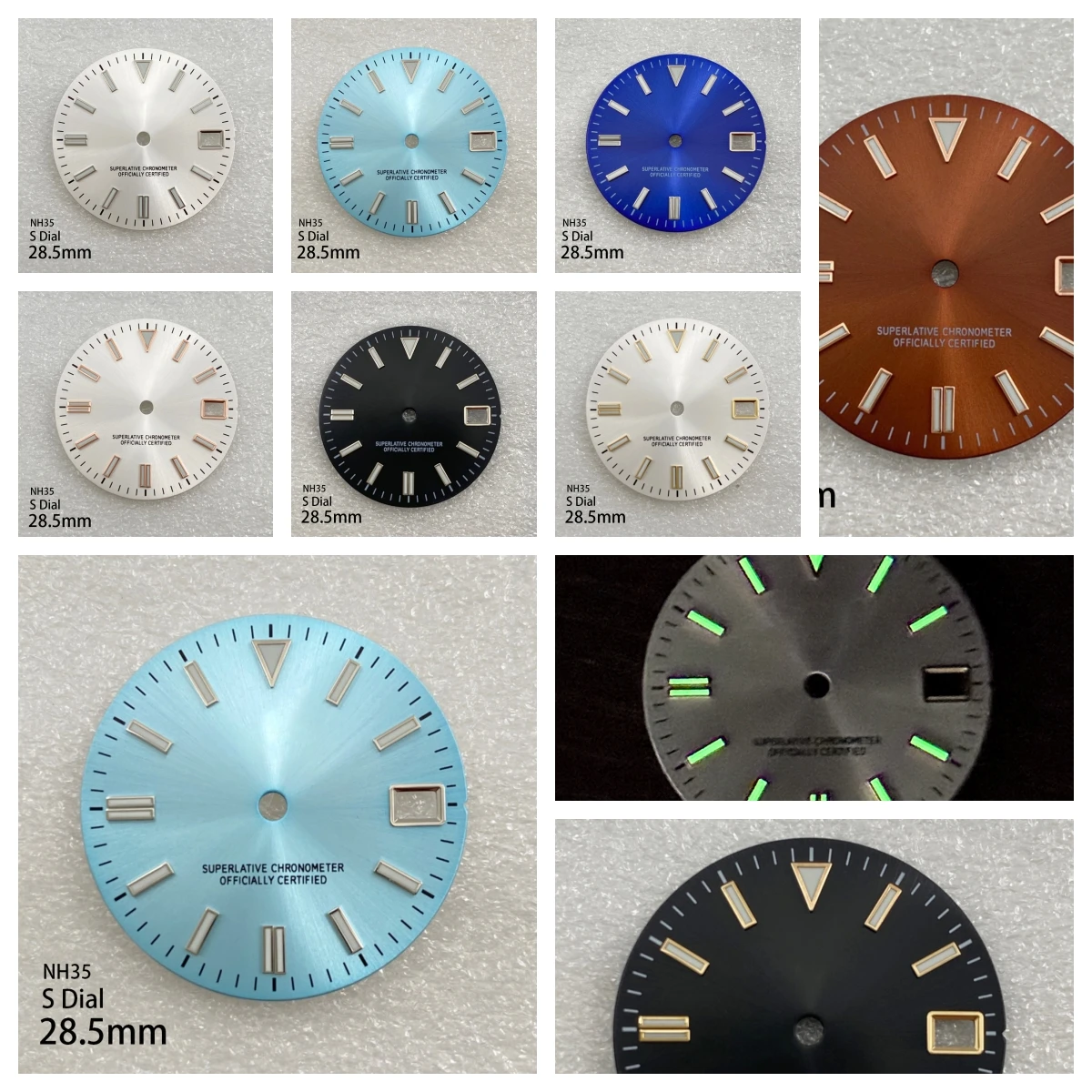 

28.5mm S Logo Sunray Dial Fit NH35/NH36 Japanese Movement Green Luminous High-Quality Watch Modification Accessories