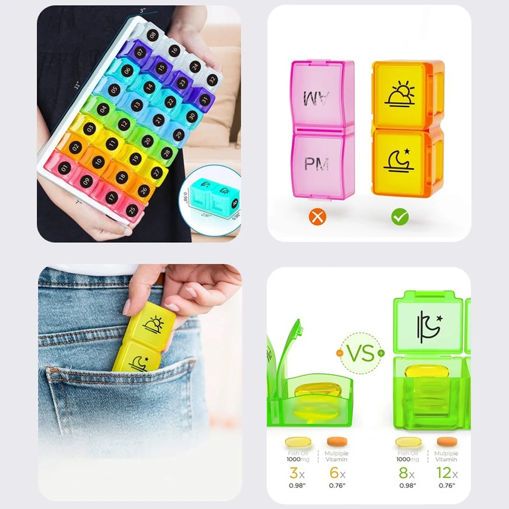 Monthly Pill Organizer 2 Times A Day, 31 Day Pills Box with AM PM Compartments, Large Monthly Medicine Organizer for Vitamins - view 5