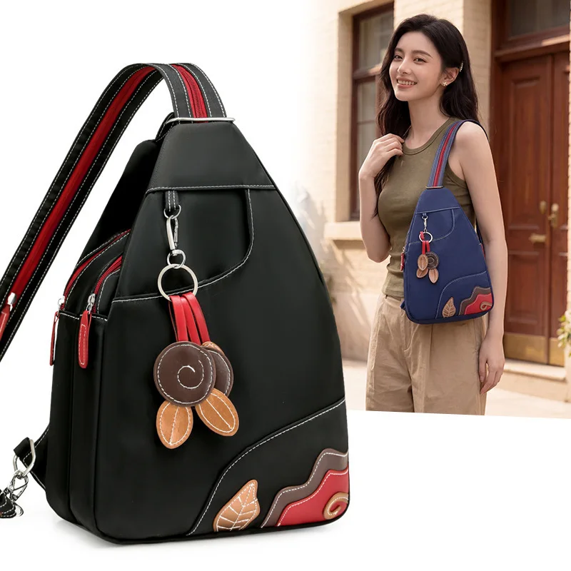 Women Backpack Outdoor Casual Waterproof Solid Nylon Shoulder Bag Fashion Simple Versatile Crossbody Bag Student School Bags view 2