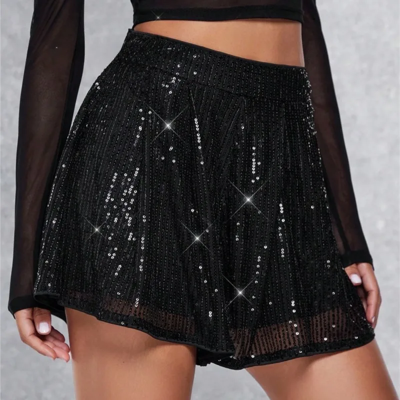 

Women's Sequin Skirt Sparkling Soild Color Casual Fashion Mesh Mini Skirt Summer Elegant 2026 New Collection Faldas Para Mujeres