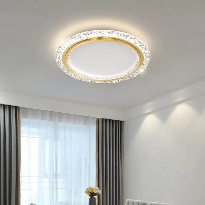 Modern Simple Light Luxury Chandeliers Corridor Balcony Light Living Room Decor Light Smart Gold Crystal LED Aisle Ceiling Light