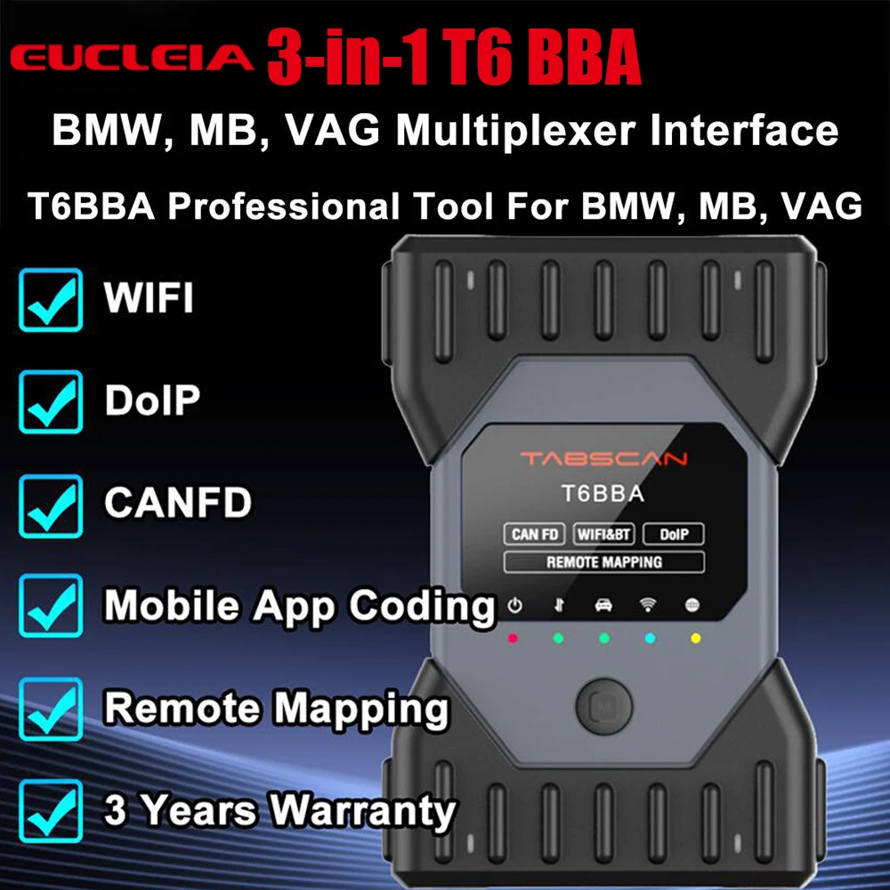 3 in 1 TabScan T6 BBA Car OBD2 Diagnostic Tool DoIP J2534 PDU Passthru CANFD For BENZ  BWM  VGA  AUDI