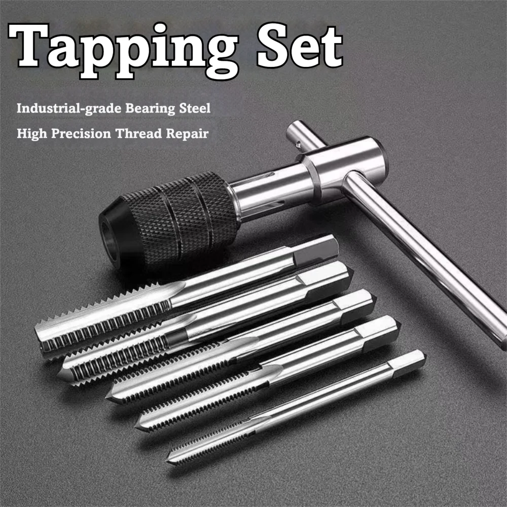 Durable Adjustable T-Handle Wrench M3 M4 M5 M6 M8 5-12mm Thread Tapping Tool Set 3mm-6mm T-Type Hand Tap Wrench Metalworking