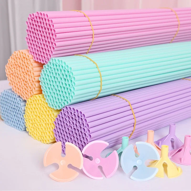 42cm Macaron color balloon holder rod holder rod Aluminum film balloon fitting clear color rod drag rod snap