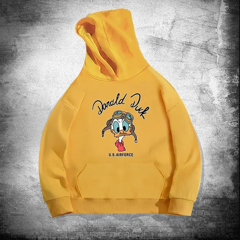 Felpe maschili modello adorabile di moda Donald Duck Loose Disney Cartoon Clothes felpe con cappuccio da uomo accogliente autunno inverno popolare