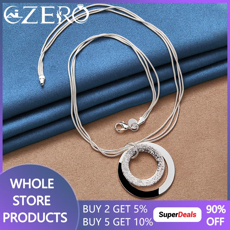 Alizero Sterling Silber 18 Zoll Schlangen kette Doppel kreis Halskette für Frauen Männer Hochzeit Verlobung feier Modeschmuck