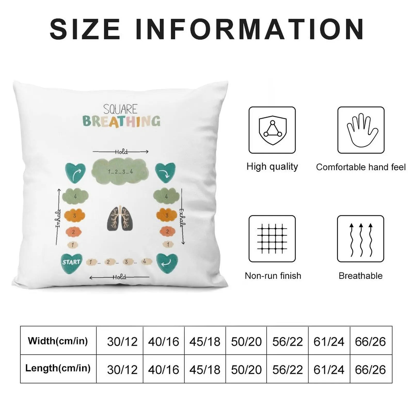 Square breathing, Mental health, mindfulness, CBT Throw Pillow Sofa Cushion Cover ornamental pillows pillow