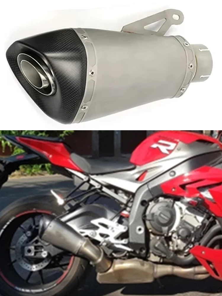 51mm 60mm 65mm Slip-on Motorrad-Auspuff Schalldämpfer Escape Moto Abnehmbarer DB-Killer Laser für BMW S1000RR 2010-2014 S100