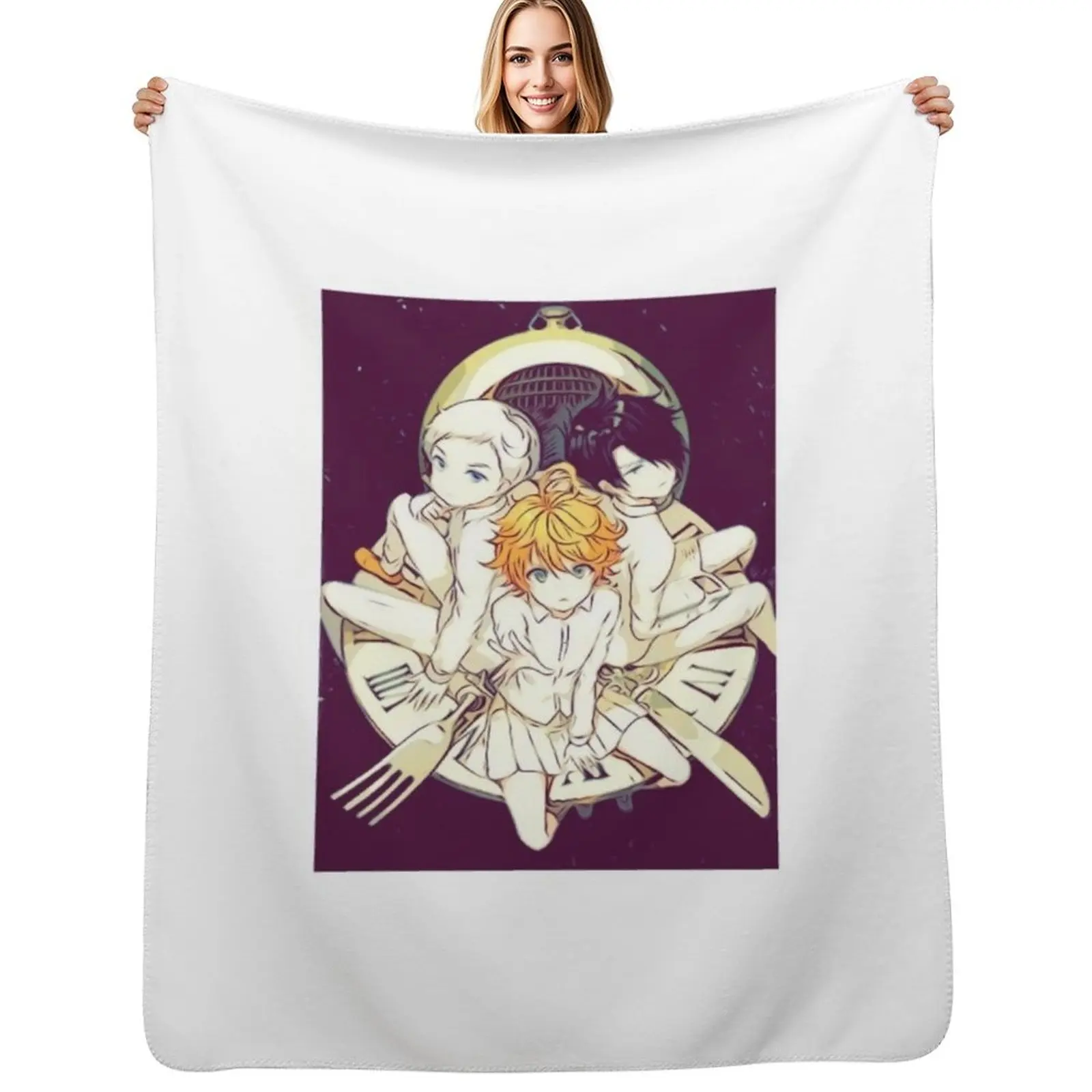 ياكوسوكو نو نيفرلاند | نيفرلاند الموعودة - إيما، نورمان آند راي (رسم) رمي بطانية بطانيات للطفل بطانيات أريكة قطيفة