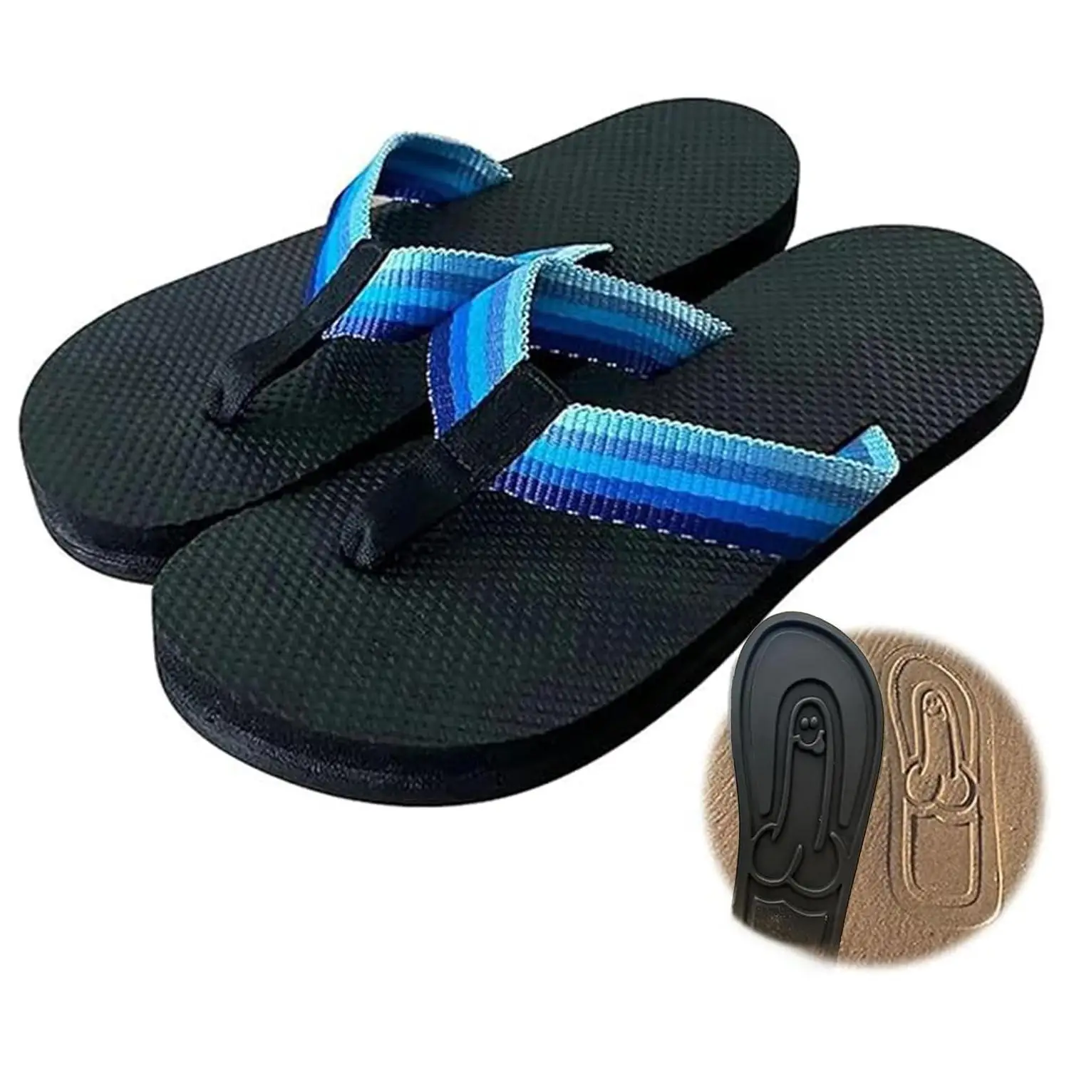 Hidden Penis Flops Funny Hidden Penis Flip Flops Parody Creative Penis Slippers Summer Beach Comfort Non Slip Men\'s Sandal