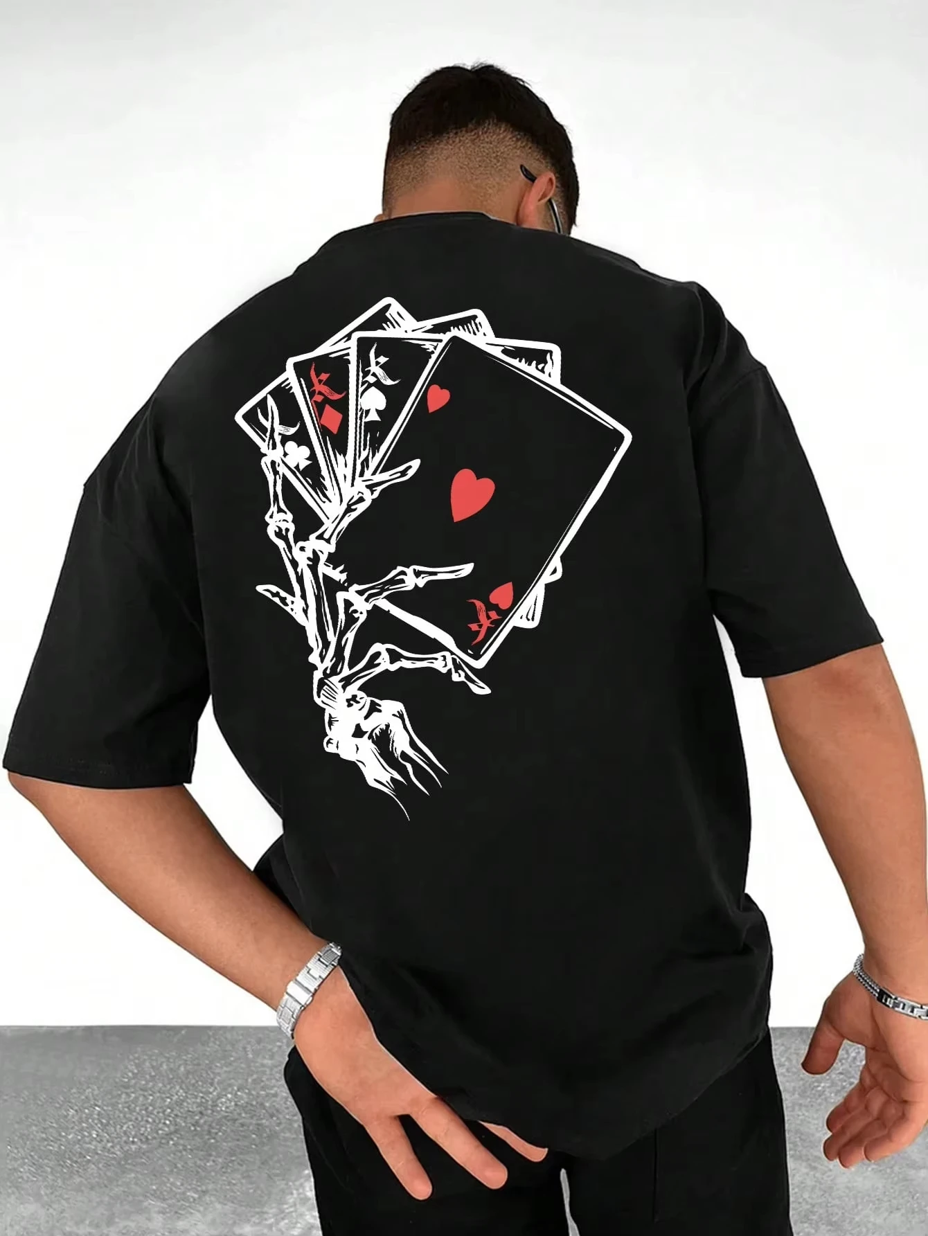 

Skull Poker Men Women Unisex Cotton T-shirt Luxury Brand Top Short Sleeve Streetwear Classic Back Print Tee