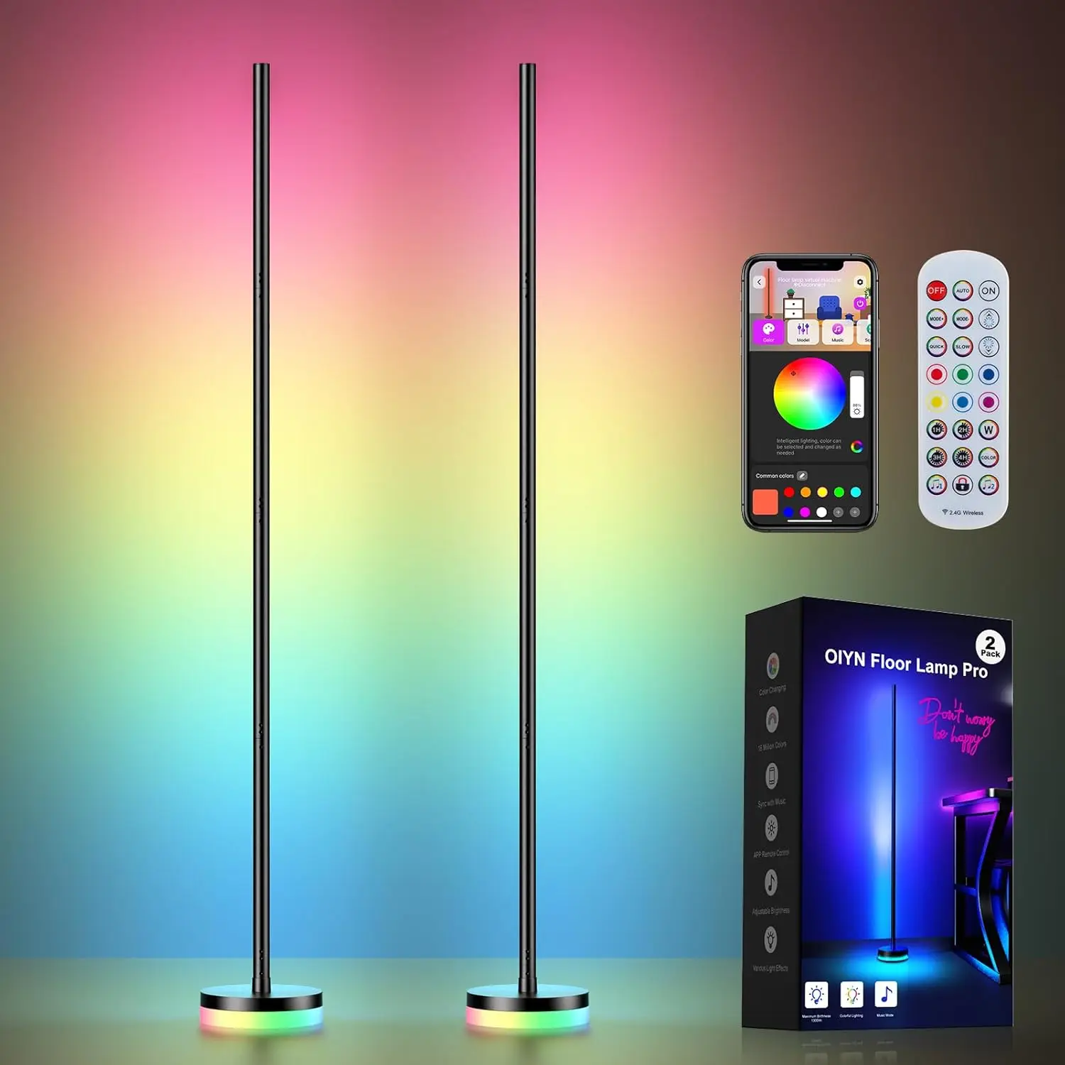 

Smart RGBICW Corner Floor Lamp, 1300lm LED, App & Remote Control, Music Sync for Bedroom Living Room Gaming