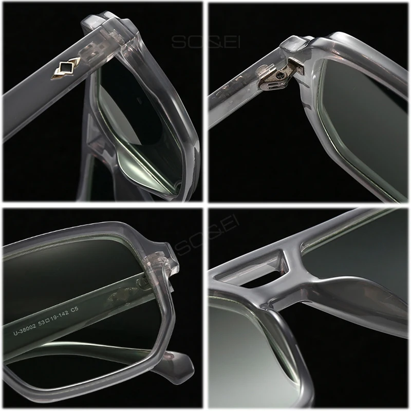 SO & EI Ins شعبية موضة مربع النظارات الشمسية الرجال التدرج ظلال UV400 خمر المسامير النساء تتجه نظارات شمسية زرقاء خضراء