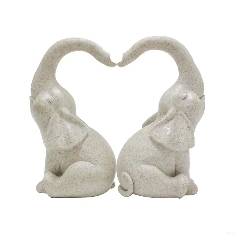 F68D Love Elephant Garden Statue Resin Sculpture for Couples and Families Charm Decoration for Indoor and Outdoor Setting