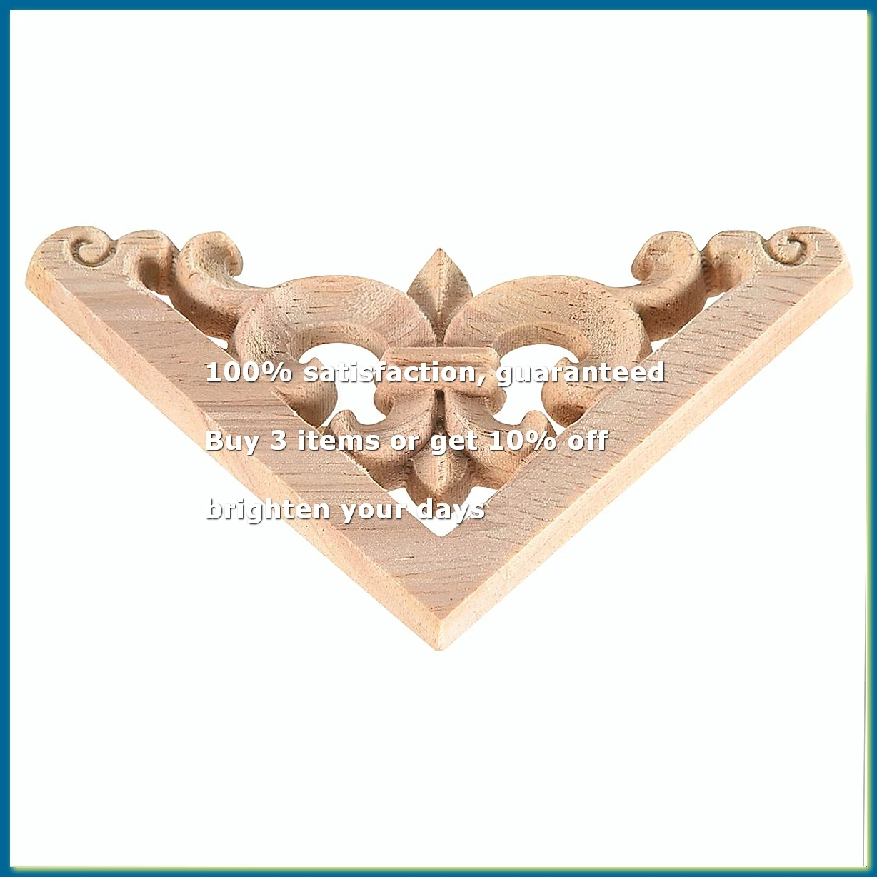 8*8cm Wood Carved Corner Onlay Applique Decor Furniture Craft Unpainted