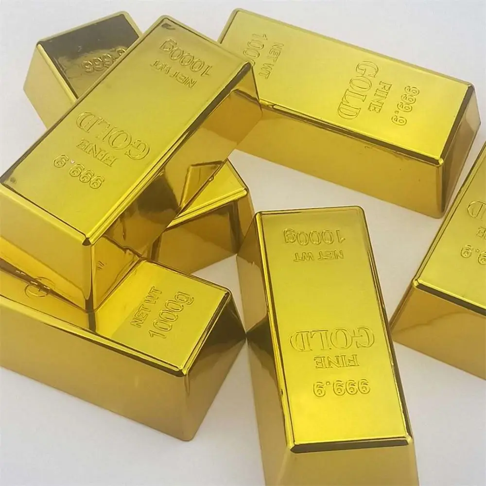 Office Accessory Simulation Fake Gold Bar Glittering Paperweight Golden Brick Plastic Door Stop Bullion Bar Home Decor