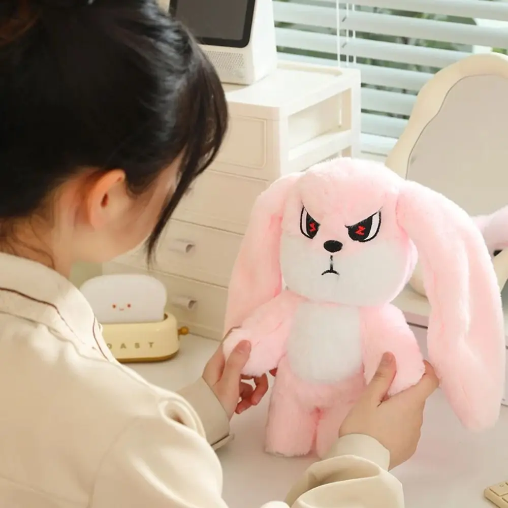 Head Can Rotated Long Ear Rabbit Plush Doll Happy To Angry 2 Facial Emoticon Rabbit Plush Toy INS Soft Face Changing plush toys