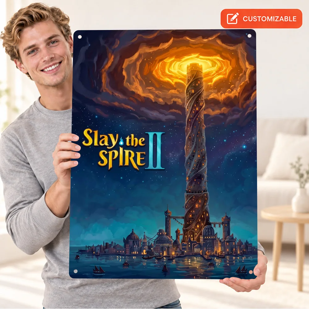 Slay The Spire 2 Textured Metal Poster Personalized Aluminum Sign Painterly Illustration Wall Art For Bedroom Book Lover Gift
