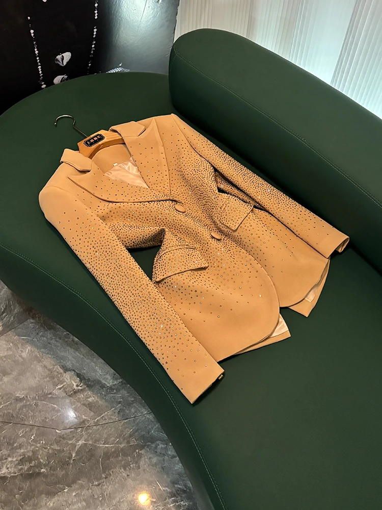 

Elegant Tailored Suit Heavy Embellishment Slim Fit Evening Show Fashionable Women's Commute Style Long Sleeve Color