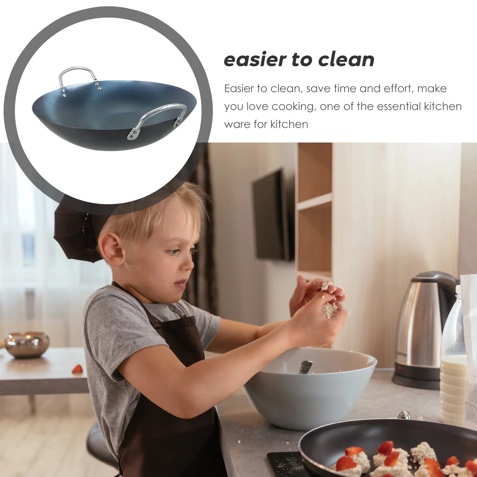 

Heavy Duty Iron Wok Pan 30Cm Round Bottom Multifunctional Cooking Wok For Gas Stove Kitchen Use Deep Fry Pan Cookware