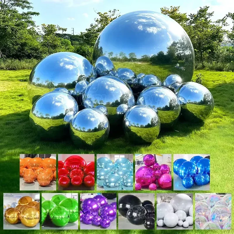 6pcs Giant Inflatable Mirror Balls Hanging Reflective Balloons Gold/Silver for Shopping Mall Events Weddings Stage Decorations