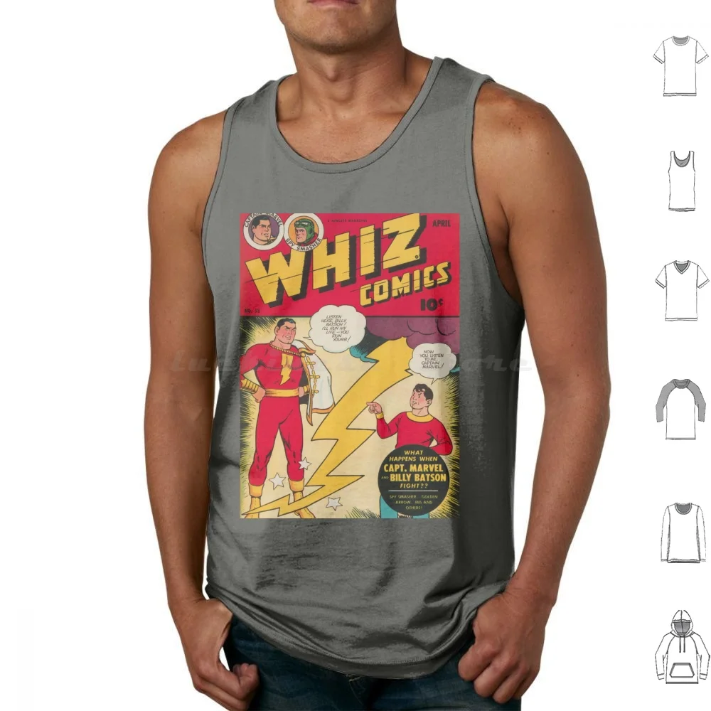 Cómics Whiz # 53 Camisetas sin mangas Shazam Captain Fawcett Comics Superhero 1940s Vintage Old Retro Classic Golden Age