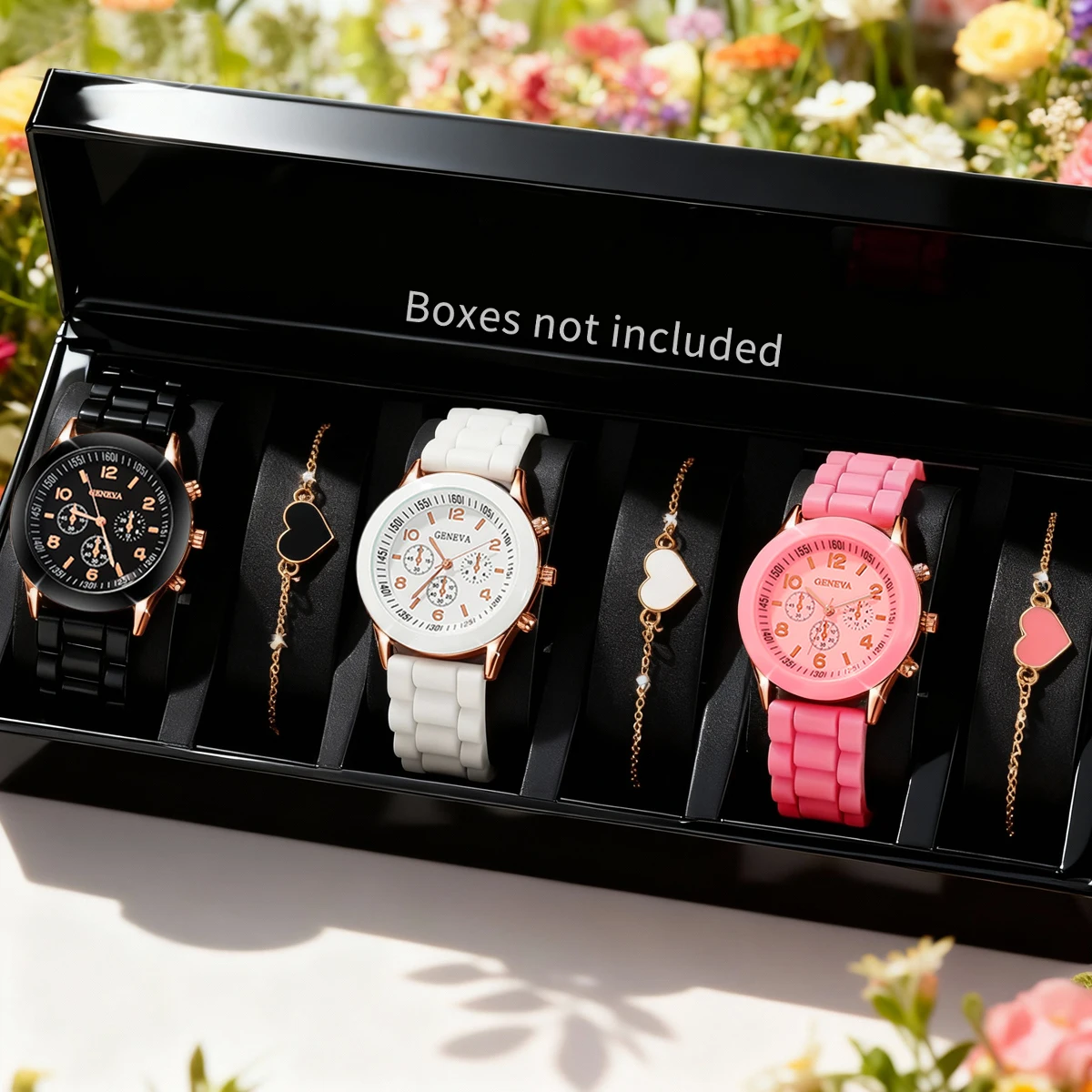 6-piece women's watch+accessory set, new fashionable watch+elegant accessories, the best choice for gift giving