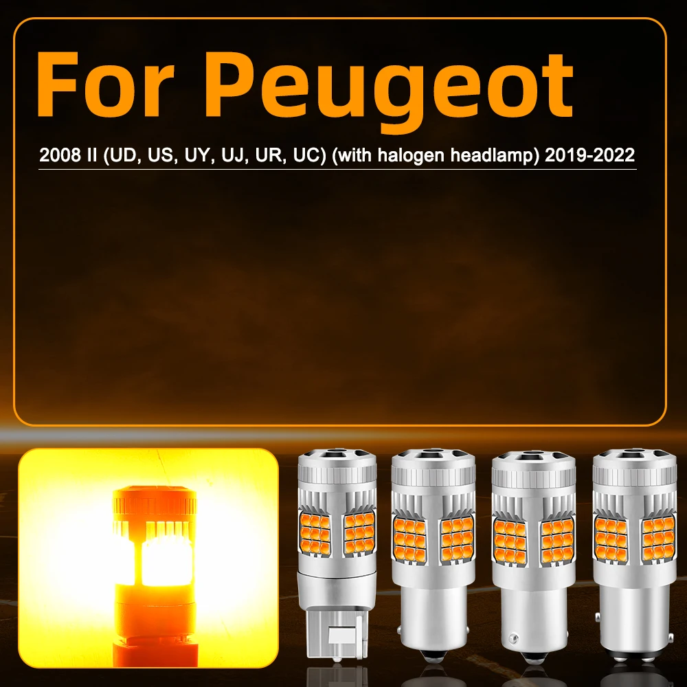 For Peugeot 2008 Turn Signal LED Light Car Indicator Bulb Amber Yellow Accessories 2008 II 2019 2020 2021 2022 Turn Signal Lamp