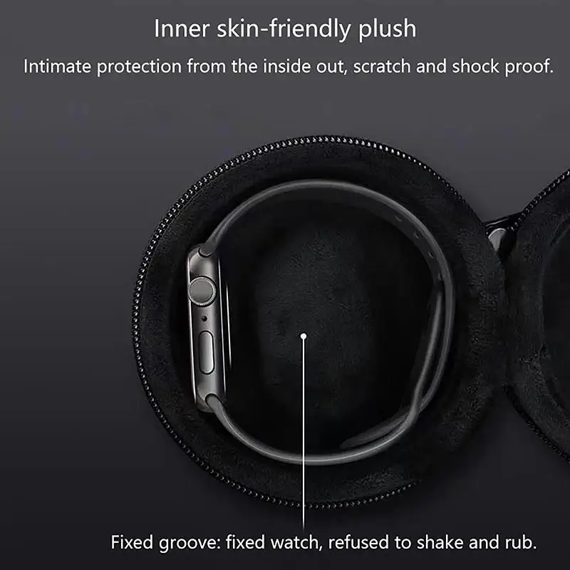 صندوق تخزين الساعات المحمول للسفر لحقيبة تخزين الساعة الذكية وحامل ساعة اليد المقاوم للماء وصندوق مجوهرات بسحاب فريد