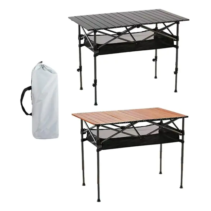 Foldable Camping Table Foldable Carbon Steel Camp Table With Storage Bag Adjustable Height Heavy Duty Outdoor Furniture