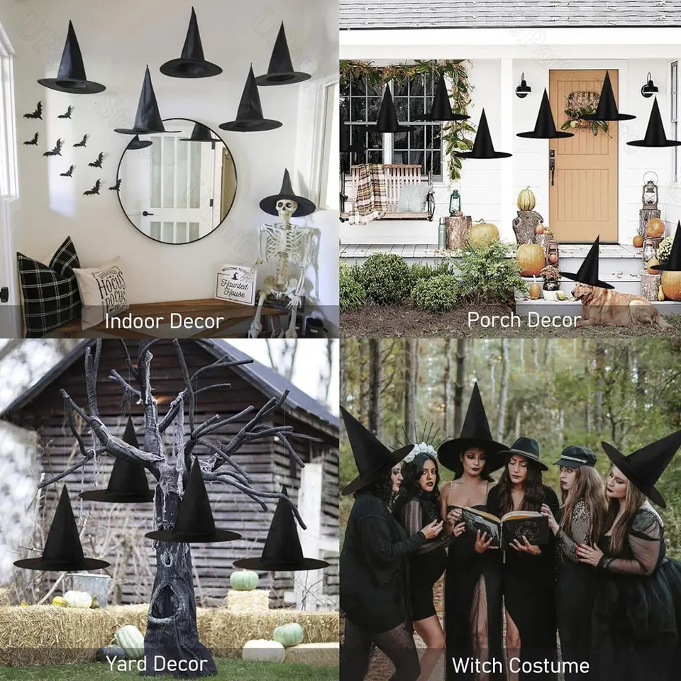 Chapeau sorcière noir avec araignée femme Halloween : Deguise-toi, achat de Accessoires