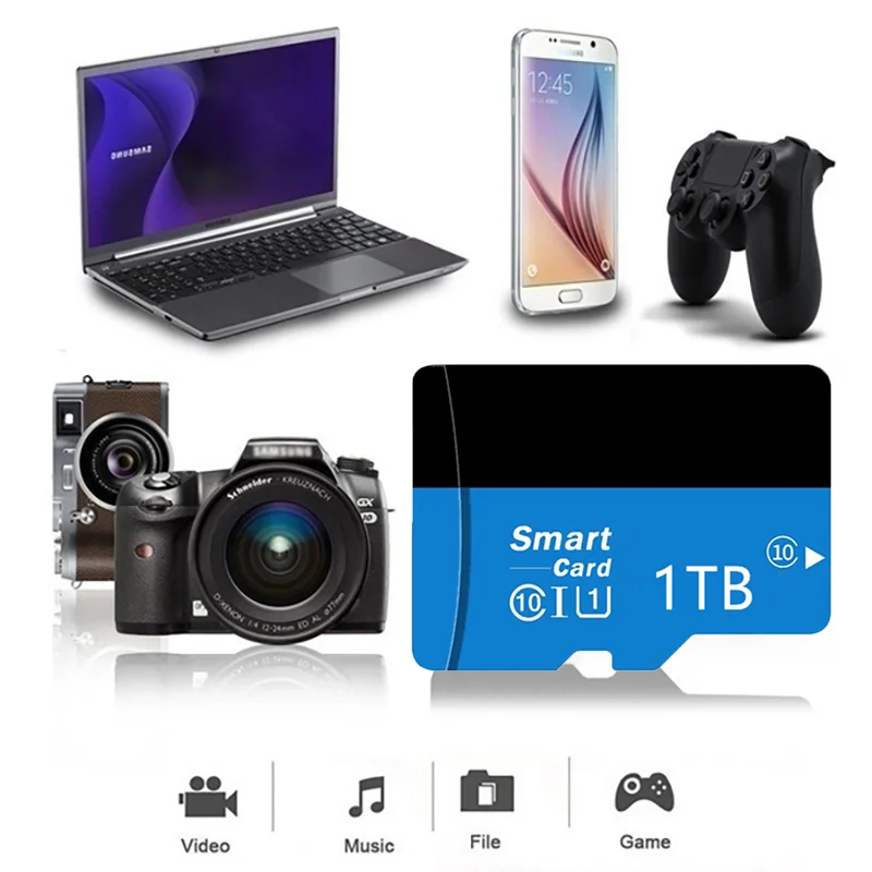 Hoge Snelheid Micro Sd Geheugenkaart 1Tb Sd-kaart Sd/Tf Flash Card 1Tb Klasse 10 Geheugen kaart Voor Telefoon Camera Surveillance Gratis Logo