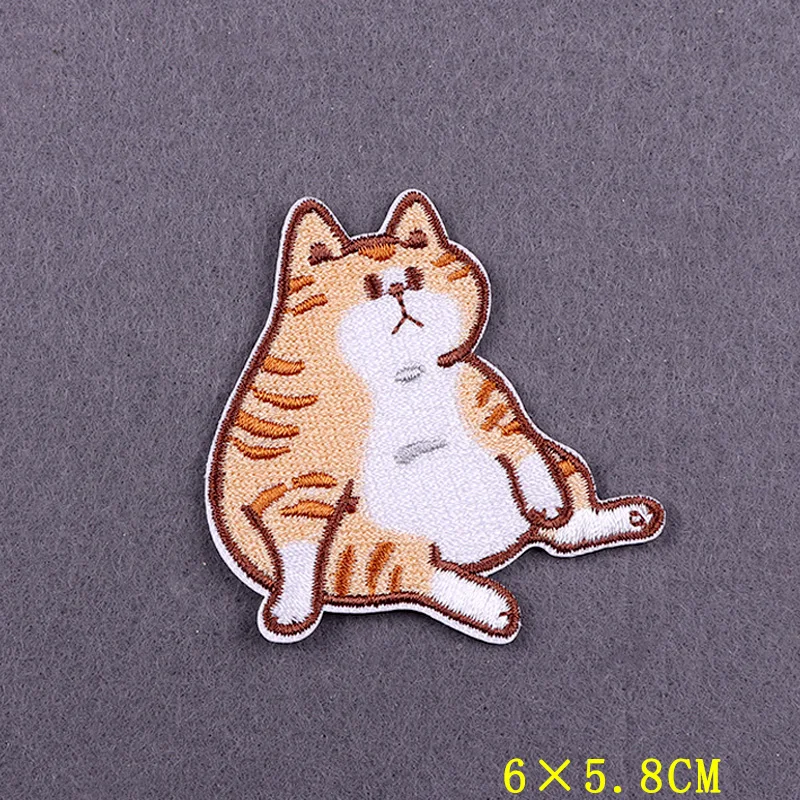 Embroidery Patch Cute Cat Patch Iron On Patches On Clothes Stripes Cartoon Patches For Clothing DIY Hook Loop Badges On BackPack