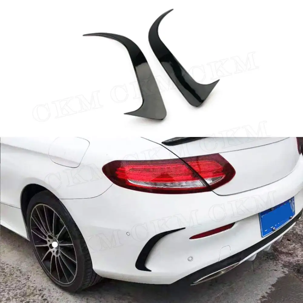 

ABS Gloss Black Rear Bumper Fins Anards Splitters for Mercedes Benz C Class W205 C180 C200 C300 C63 AMG Coupe 2015-2021