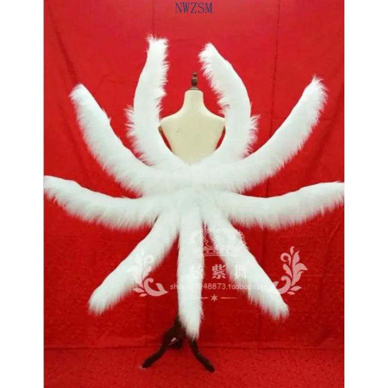 Game LOL Cosplay Costumes Fox LOL Ahri Nine Tailed Upgraded Transform-model Tail Cosplay White 3 Sizes