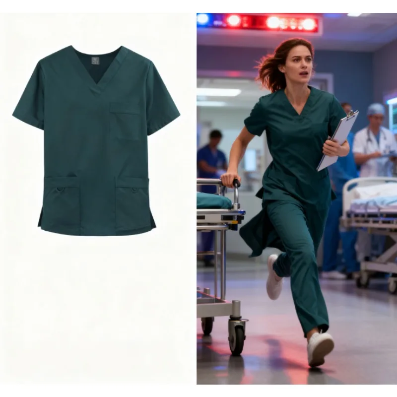 

2025 New Quick-Dry Stretch Scrub Set Unisex Plus Size Medical Uniform 2-Piece