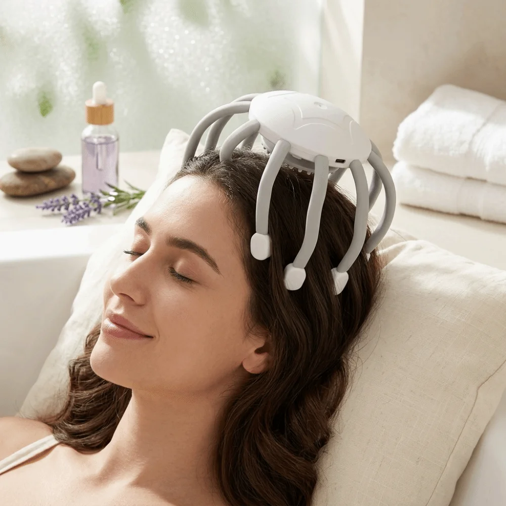 Octopus Claw Design Electric Scalp Massager Soothing Vibration Portabl Head Massager Flexible Usage for 5V/1100mah