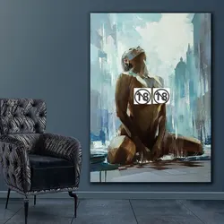 Stampa astratta pittura su tela nudo strutturato donna casa Poster da parete ritratto erotico stile coltello ragazza nuda corpo Sexy decorativo