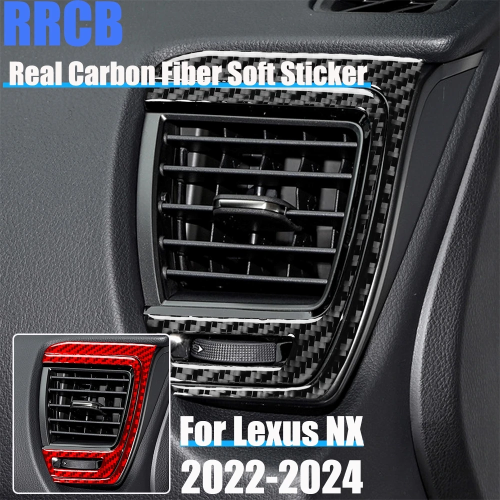 

Real Carbon Fiber Car Accessories Passenger Air Vent Trim Cover Soft Sticker For Lexus NX260 NX350H NX400H NX450H 2022 2023 2024