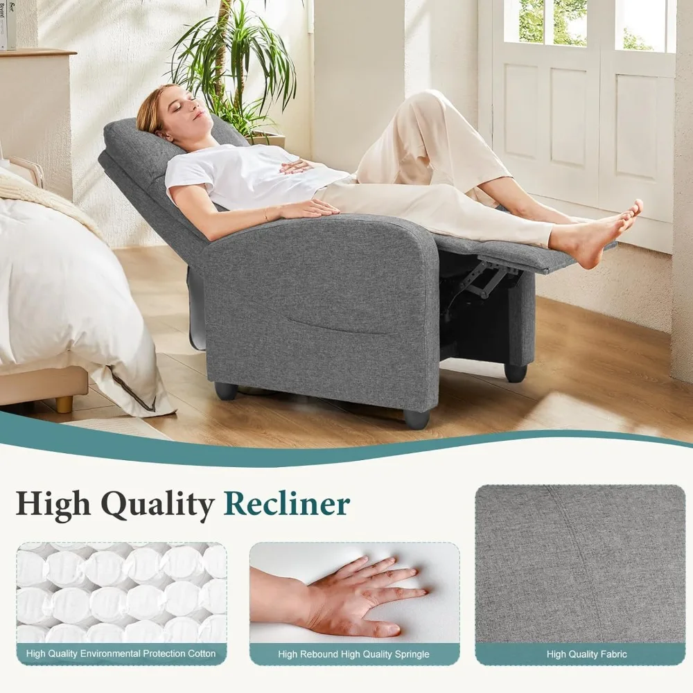 Recliner Chair Living Room Recliner with Adjustable Backrest and Footrest Modern Design for Home Upholstered Armchair