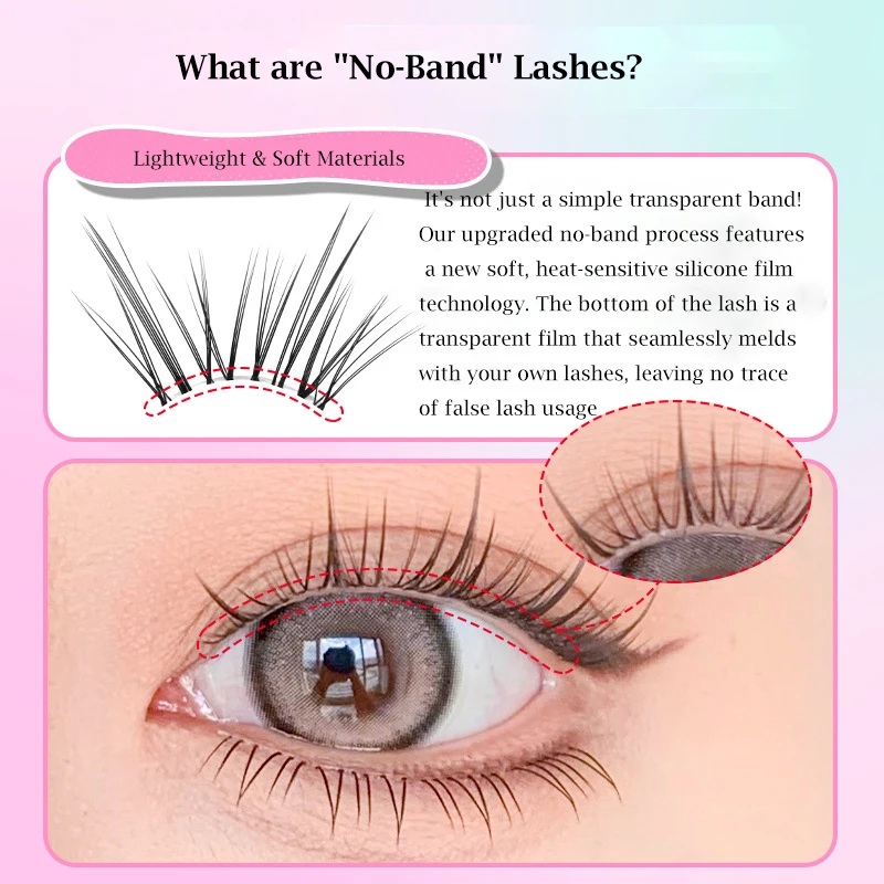 Keine Kleberwimpern „No-Band“Kleberfreie Sonnenblumen-Kunstwimpern mit superklebendem Streifen Manga Falsche Wimpern Koreanisches Make-up