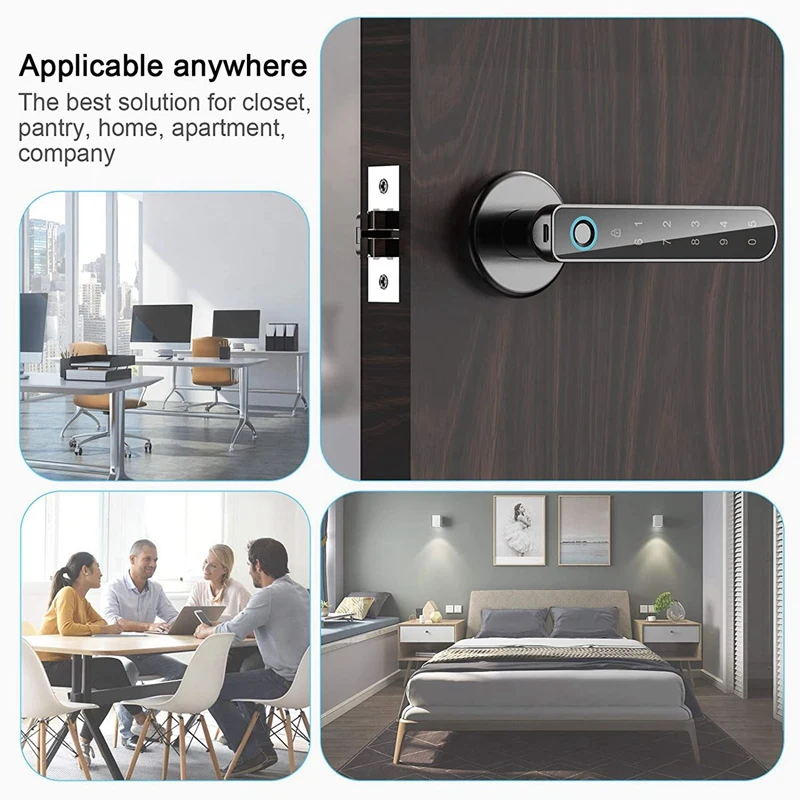 Fingerprint Door Lock,Keyless Entry Door Lock With Handle, Passcodes,Fingerprint,And Keys Unlock,Easy To Install