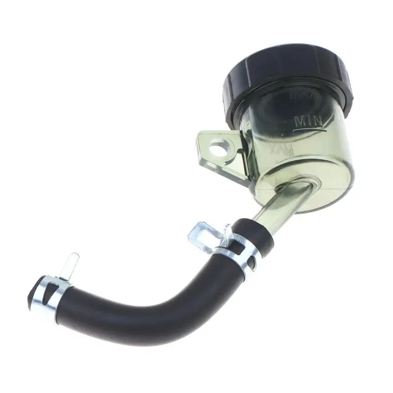Universal Motorcycle Round Brake Fluid Reservoir Clear Leakproof Oil Cup with Rubber Hose for Bike Modification