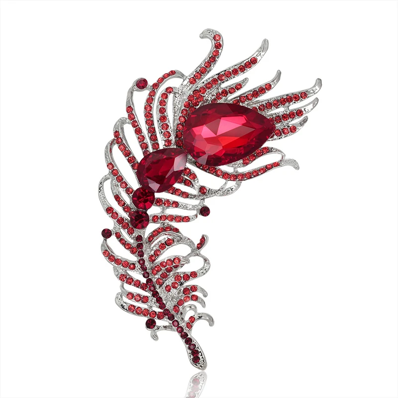 Large Size Vintage Luxury Multicolor Peacock Feather Brooch Advanced Crystal Rhinestones Brooches for Women Broche Femme Bijoux image 4