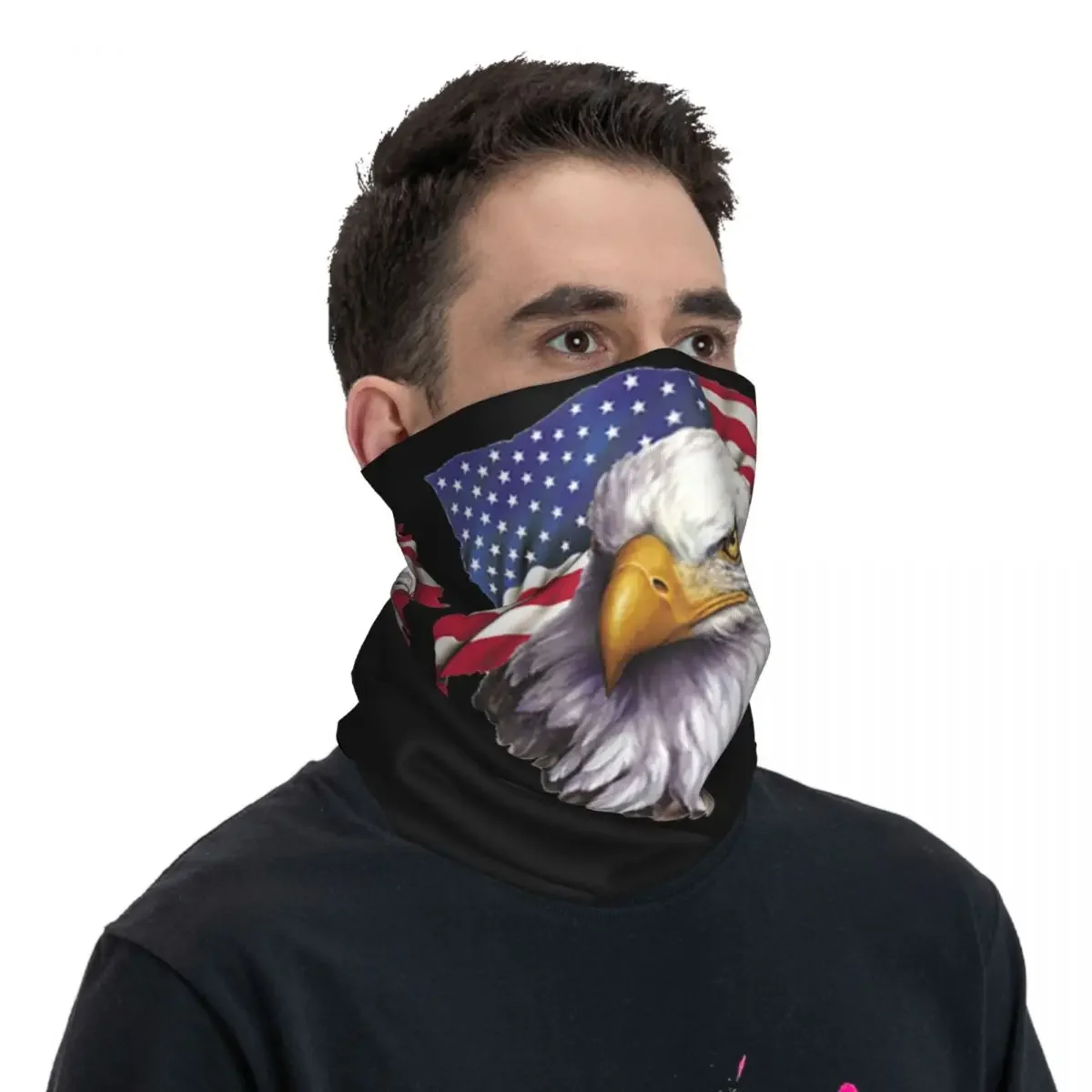 AMERICA EAGLE FLAG Bandana Neck Gaiter Printed Mask Scarf Warm Headwear Outdoor Sports For Men Women Adult Winter image 3