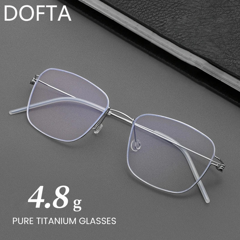 DOFTA Men's  Ultra-Light Pure Titanium Myopia Glasses Frame  Women Prescription Eyeglasses Frame Eyewear