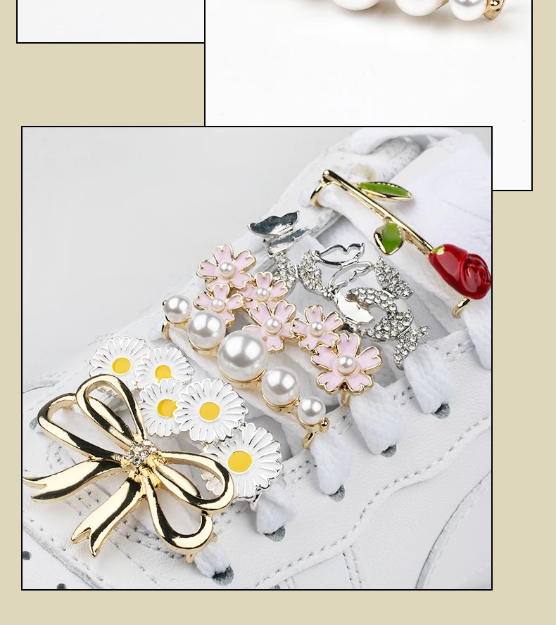 Schnürsenkel-Clips, Dekoration, Schnürsenkelschnalle, Schuhe, Charm, Turnschuhe, Perle, glänzende Strass-Steine, für Damen und Mädchen, Schnürsenkel, dekorativ, 1 Stück – Detail 3
