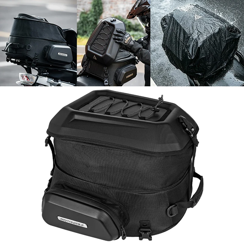 23-35L Waterproof Motor Back Seat Pannier Bag Hardshell Riding Travel Luggage Backpack Rider Bag Motorcycle Tail Bag